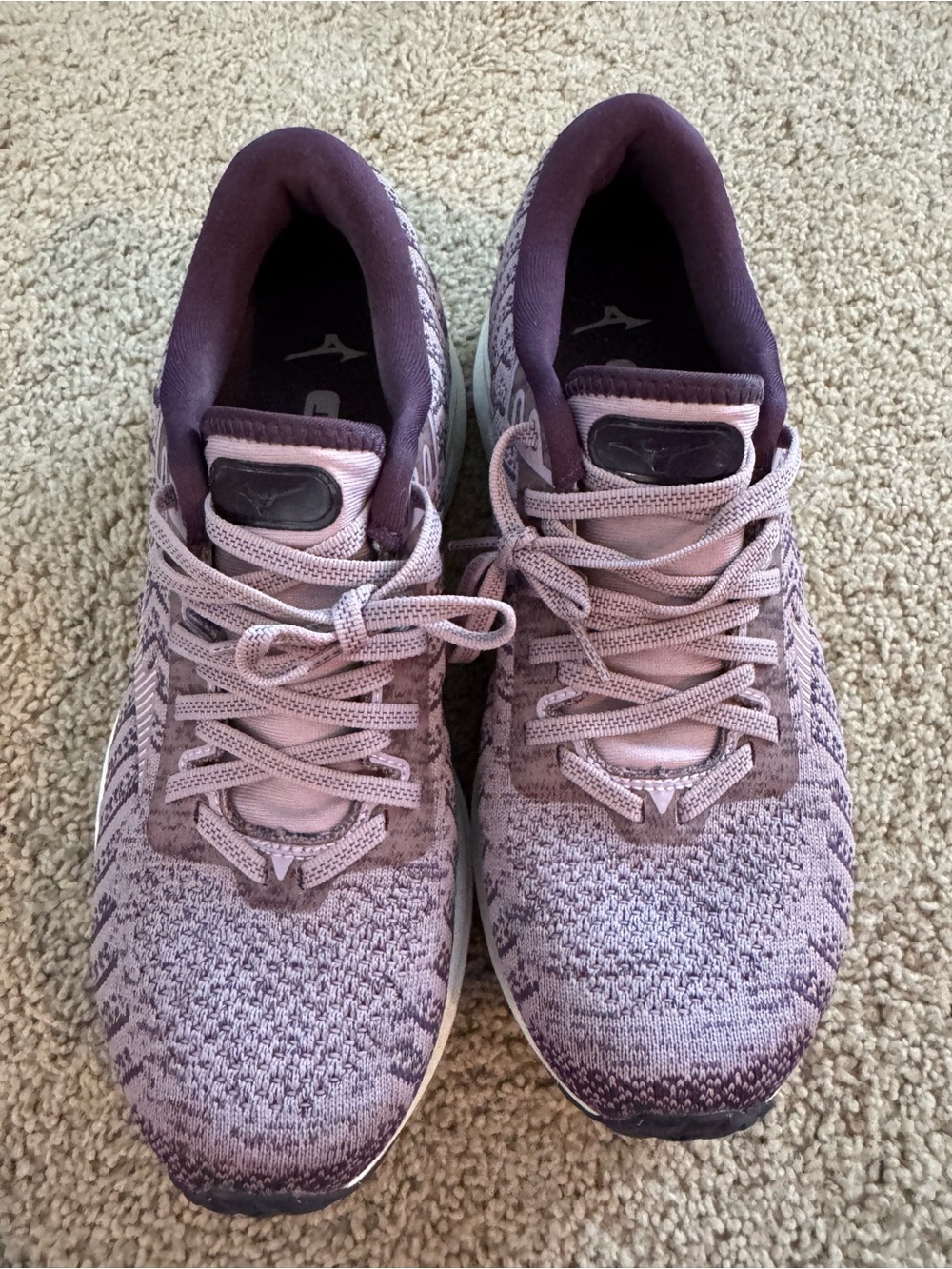 Mizuno Women's Lavender Wave Rider Knit Athletic Sneakers
